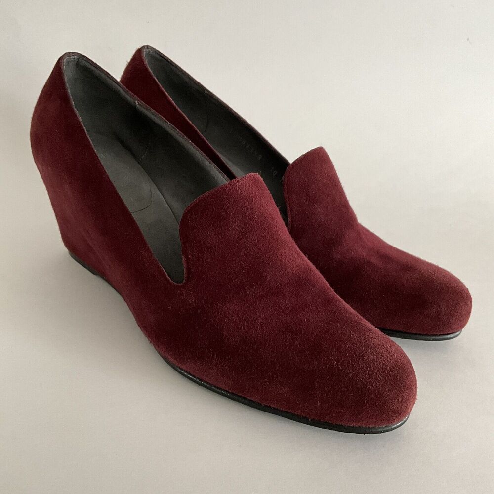 Stuart Weitzman Wedge Burgundy Slip-on Pumps 10 - Picture 13 of 13
